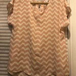 Charming Charlie Light Pink and off-white Top